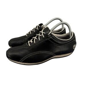 Timberland Anaheim Triathlon Lace Up Sneaker Black Leather Sz 8 Bowler Retro